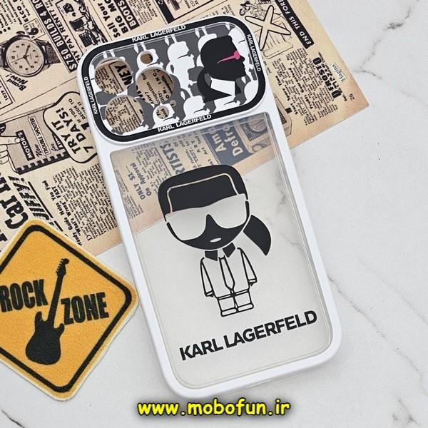 قاب گوشی iPhone 13 Pro Max آیفون فانتزی دو تکه اورجینال Unique Case طرح کارل لاجرفلد KARL LAGERFELD محافظ لنز دار کد 578